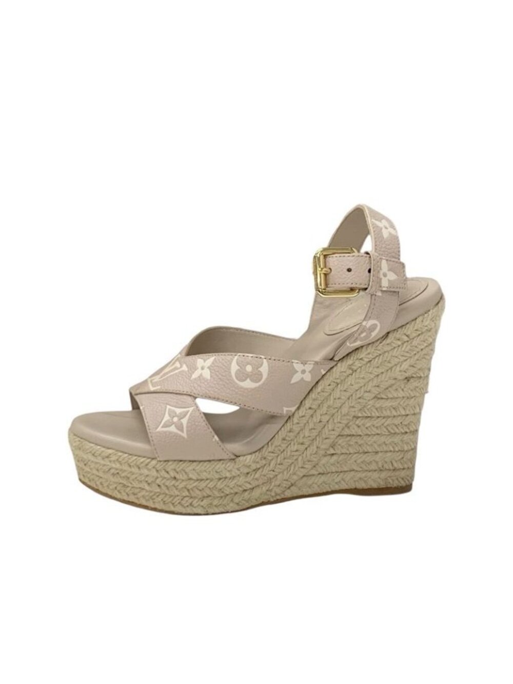 Louis Vuitton Starboard Line Monogram Sandals Shoes Leather Pink Beige - Picture 3 of 9